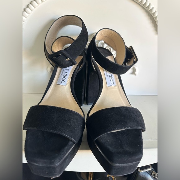 Jimmy Choo Women's Black Jax 115 Suede Platform Sandals 38 - Picture 7 of 8